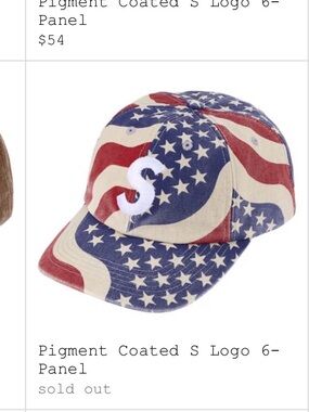 Supreme Logo Pigment-Coated American Flag Baseball Cap - Red, Blue, Cream